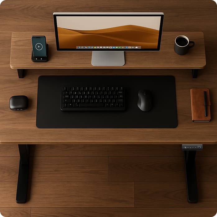 Mesa INPRO com acessórios em um espaço de trabalho organizado