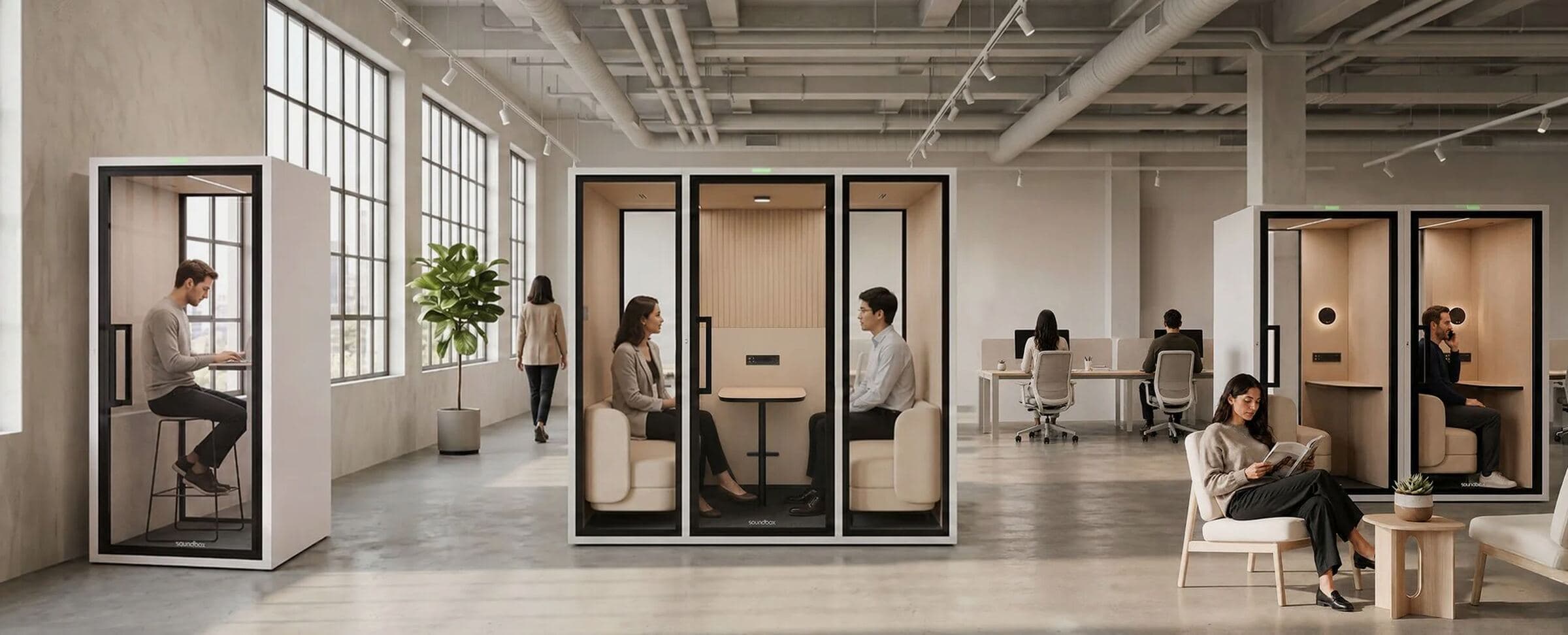 Pods acústicos SoundBox para escritórios
