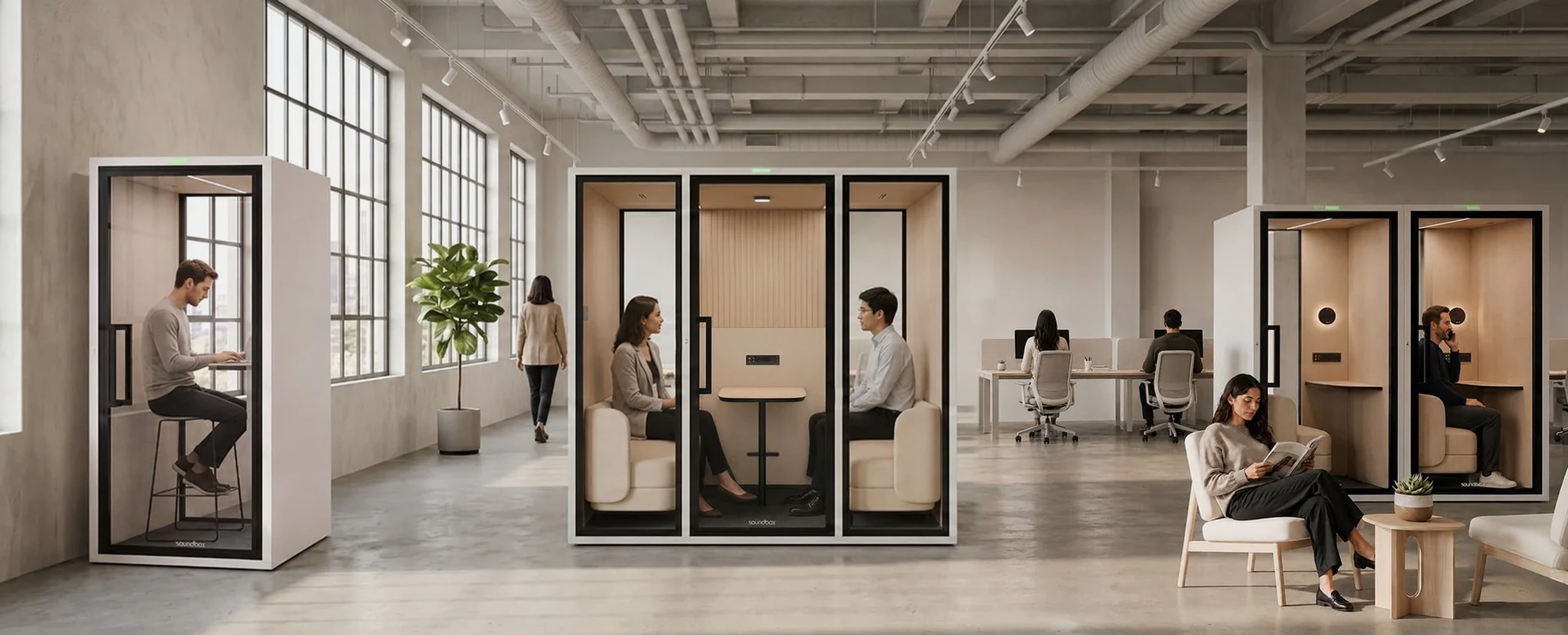 Pods acústicos SoundBox para escritórios