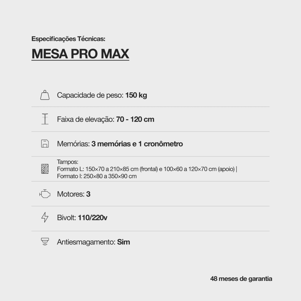 Mesa com Regulagem de Altura PRO MAX